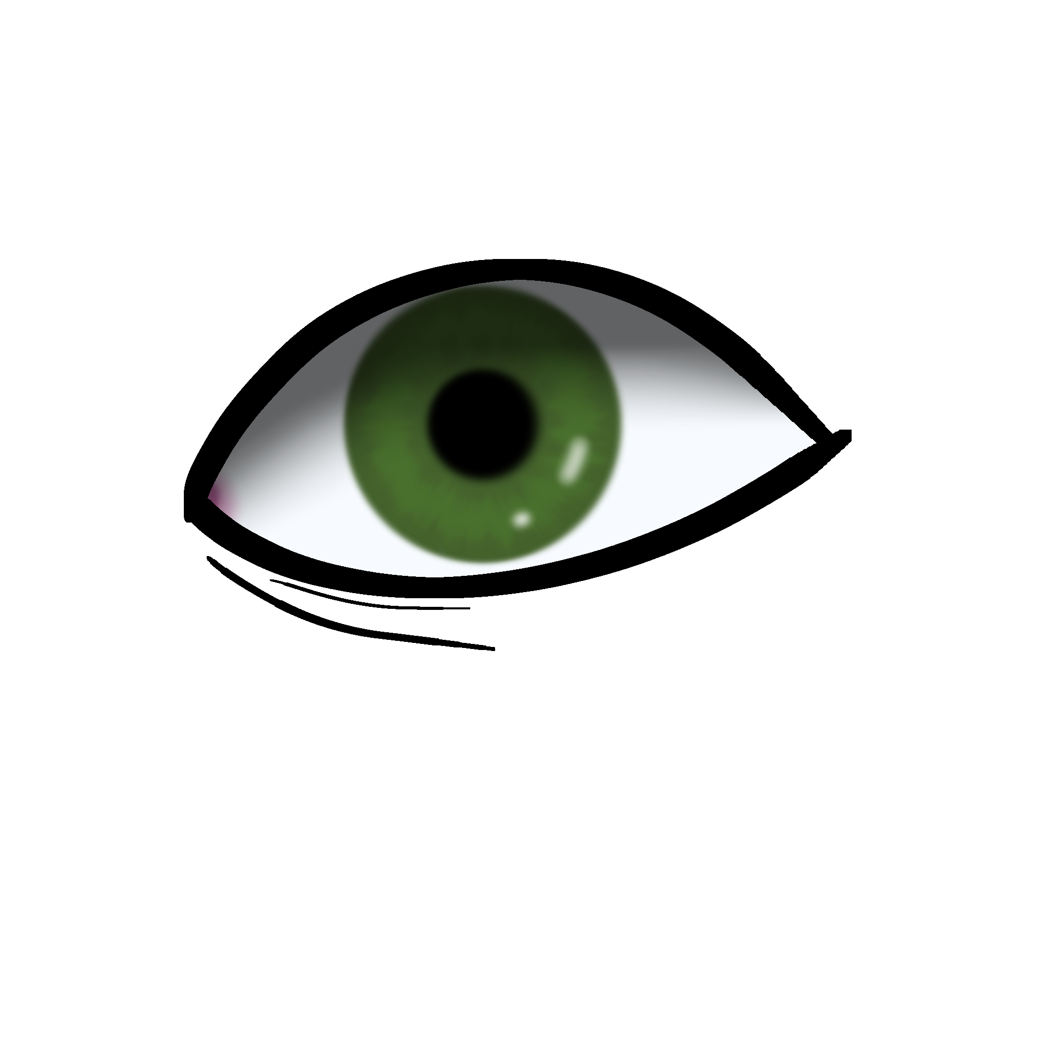  a stylized drawing of an eye with a green iris